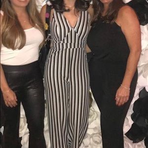 Black and white striped jumpsuit